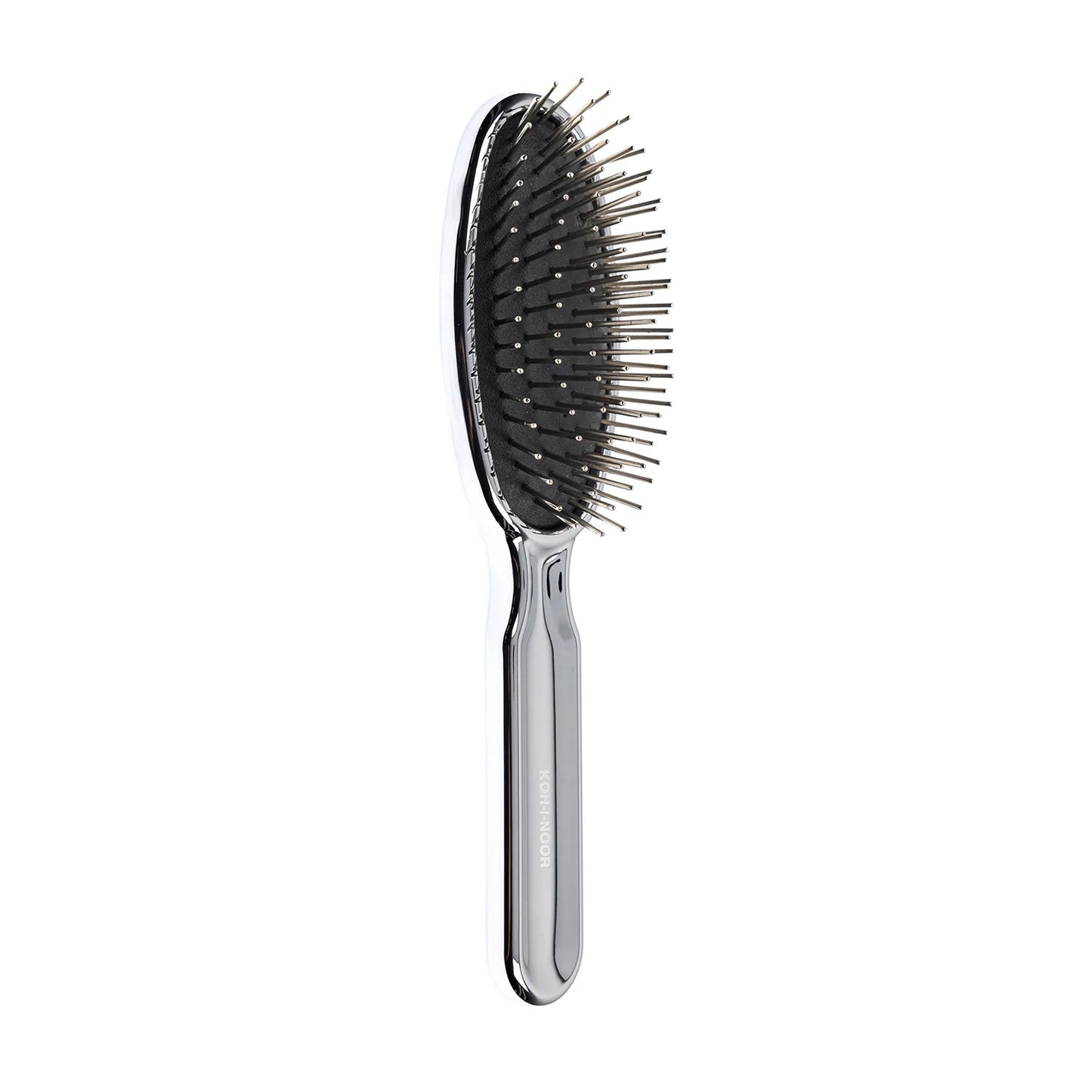 Metallic Large Oval Pneumatic Hair Brush  With Chrome Plated Metal Pins CHROME