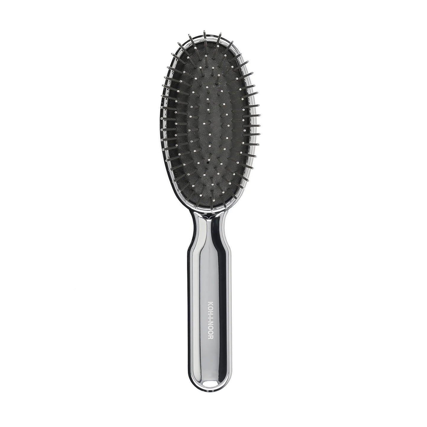 Metallic Large Oval Pneumatic Hair Brush  With Chrome Plated Metal Pins CHROME