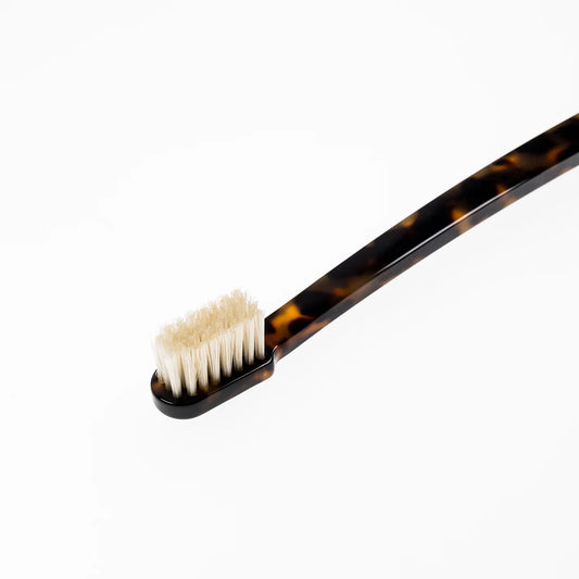 Coccola Tiny Head Toothbrush Medium Natural Bristles HAVANA GREEN