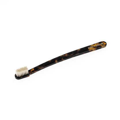 Coccola Tiny Head Toothbrush Medium Natural Bristles HAVANA GREEN