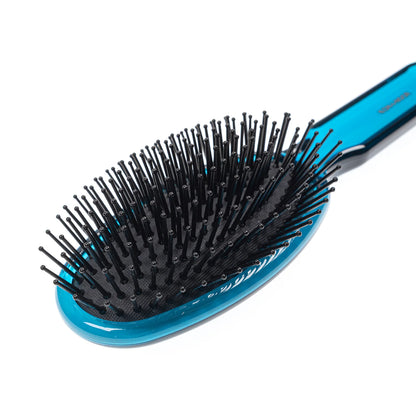 All Season Oval Large Pneumatic Hair Brush with Plastic Pins BLUE