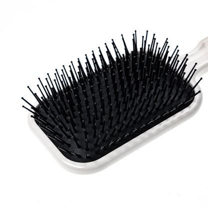 Professional Pneumatic Hair Brush with Wood Pins. Rectangular Large WHITE