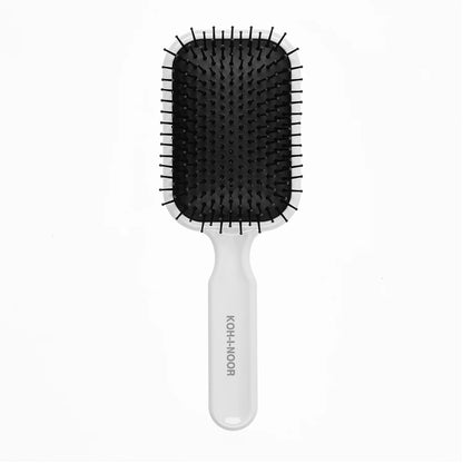 Professional Pneumatic Hair Brush with Wood Pins. Rectangular Large WHITE